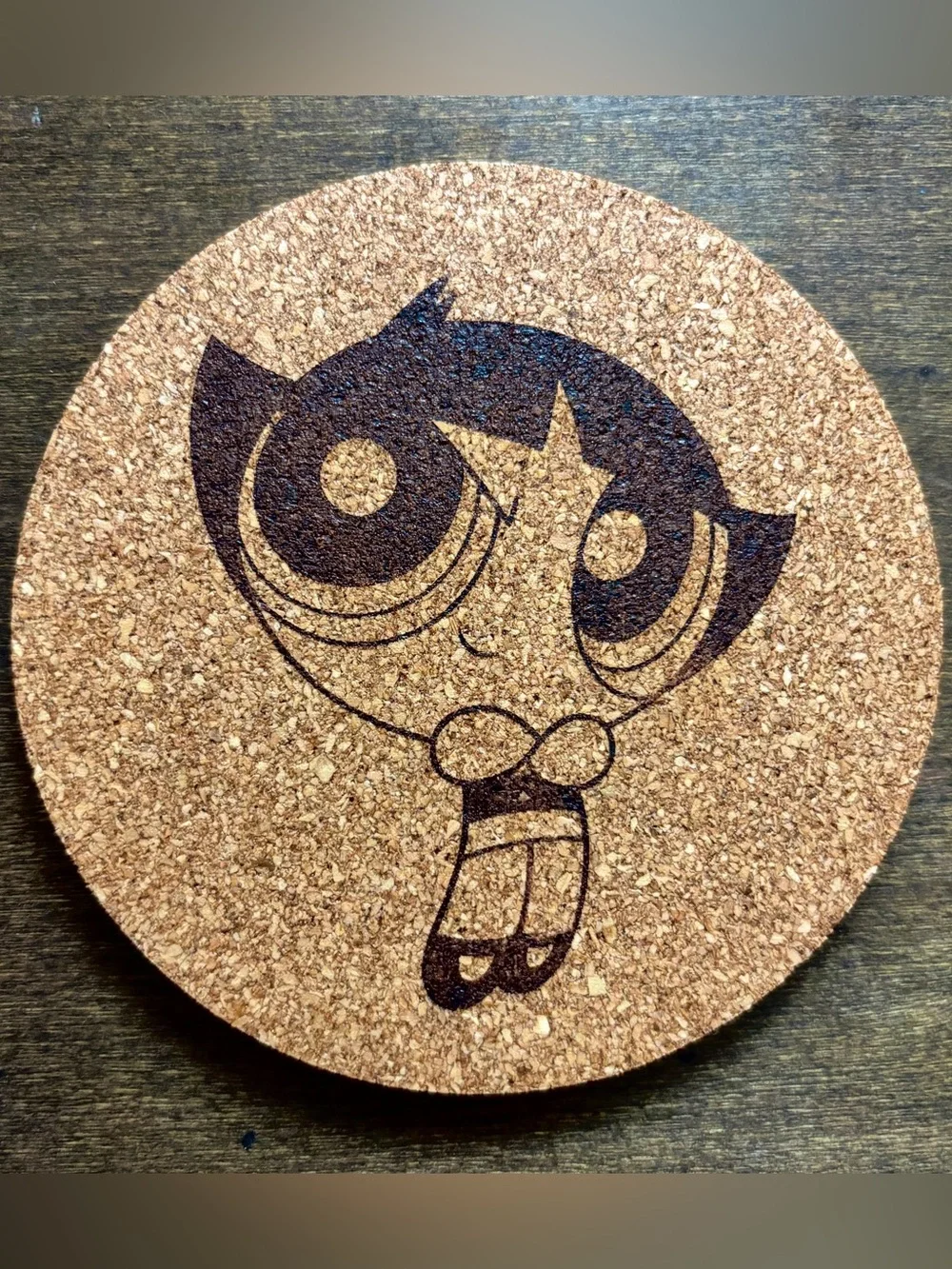 Powerpuff Girls 2016 Buttercup Laser Engraved Cork Coaster